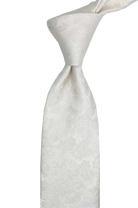 Svizzera Style Beyaz Şal Desen İtalyan İpek Kravat İK2295