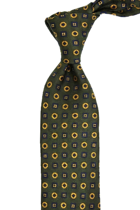 Teglio Style Haki Şal Desen İtalyan İpek Kravat İK2219