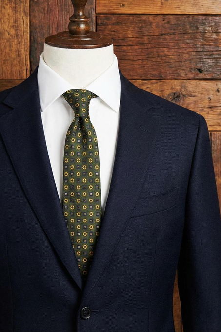 Teglio Style Haki Şal Desen İtalyan İpek Kravat İK2219