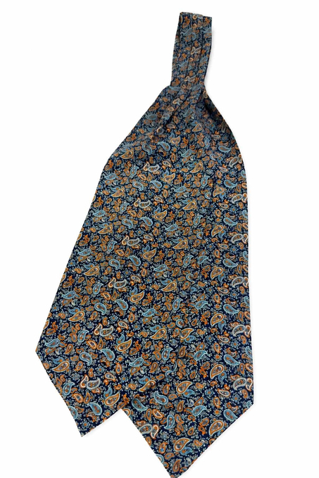 Tukuaz Turuncu Şal Desen İtalyan İpek Ascot Kravat SAC136