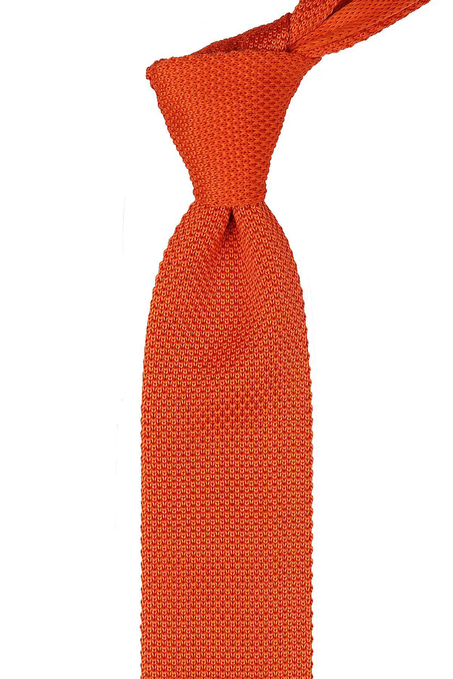 Turuncu Düz Örgü Kravat 8092