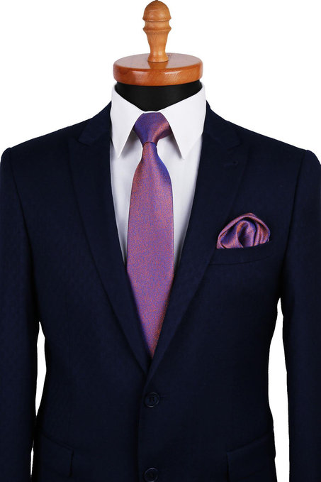 Turuncu Kum Desen Mendilli Klasik Kravat KK9747