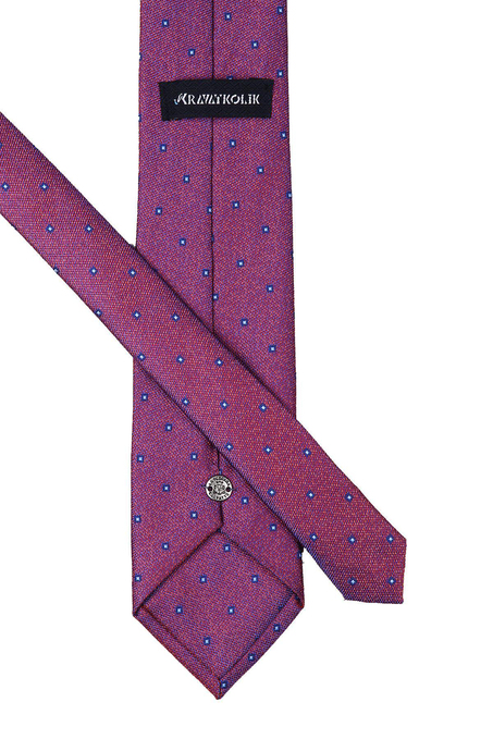 Turuncu - Mavi Küçük Desen Mendilli Klasik Kravat KK9979