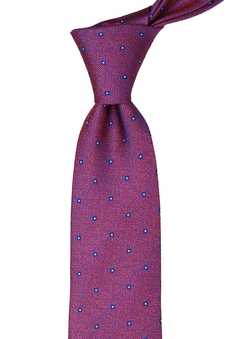 Turuncu - Mavi Küçük Desen Mendilli Klasik Kravat KK9979