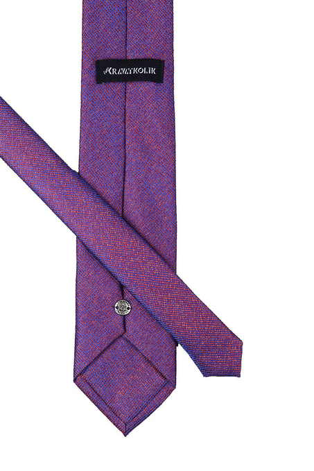 Turuncu - Mavi Kum Desen Mendilli Klasik Kravat KK9789