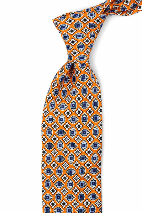 Turuncu Motif Desen İtalyan İpek Kravat İK2542