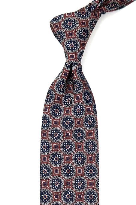 Turuncu Motif Desen Mendilli Klasik Kravat KK12676