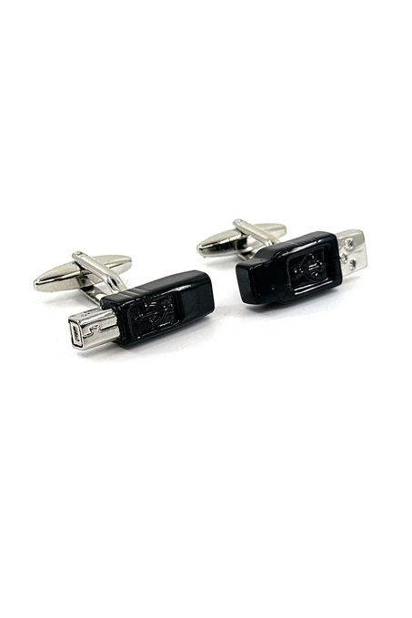 USB Görünümlü Siyah - Gümüş Renk Kol Düğmesi KD1616