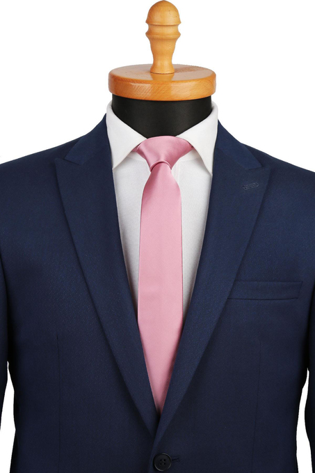 Valentine Pembe Düz Slim Saten Kravat SK4504