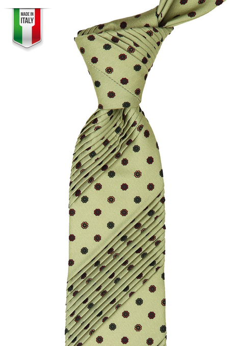 Valeures Style Yeşil Motif Desen İtalyan  Piliseli Kravat CRK30