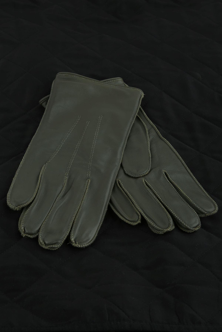 Yeşil Düz Hakiki Deri Erkek Eldiven EL30