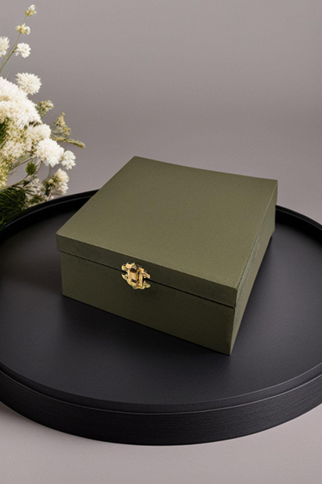 Yeşil Erkek Hediye Kutusu - Kravat Kol Düğmesi Kravat İğnesi KMK15