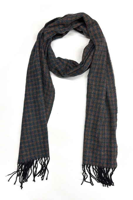 Yeşil - Kahve Motif Desen Erkek Kaşkol K509