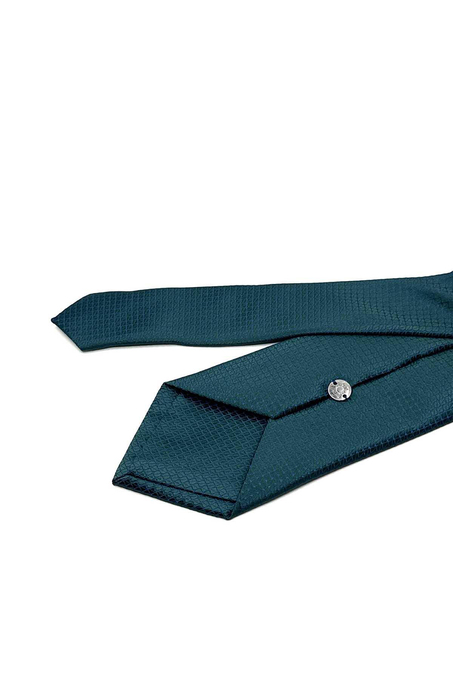 Yeşil Kendinden Desen Mendilli Klasik Kravat KK12829