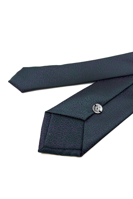 Yeşil Kendinden Desen Slim Kravat SK7693