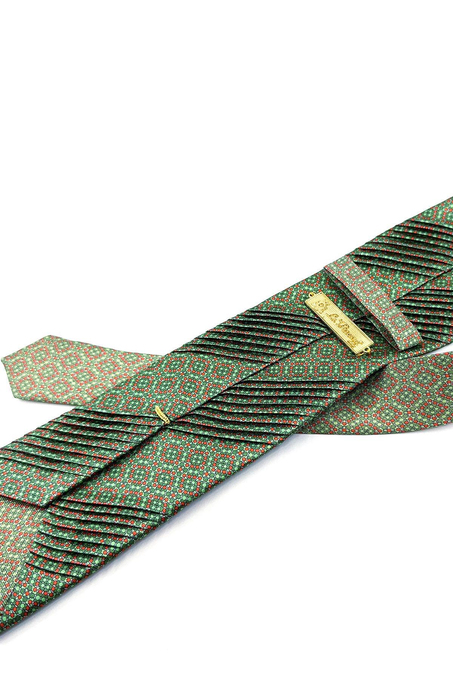 Yeşil Küçük Desen İtalyan İpek Piliseli Kravat EST162