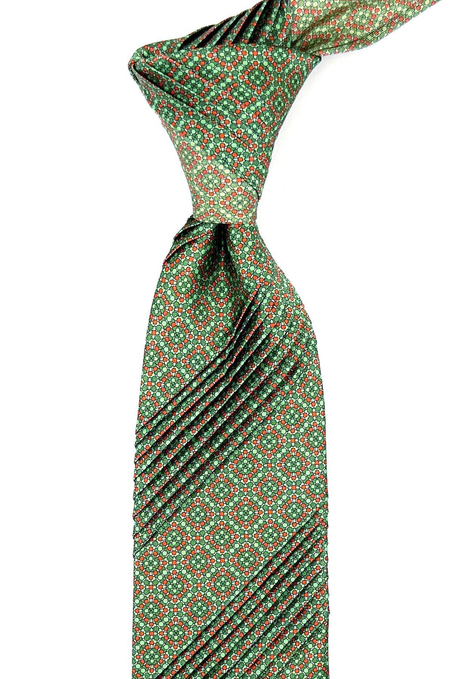 Yeşil Küçük Desen İtalyan İpek Piliseli Kravat EST162