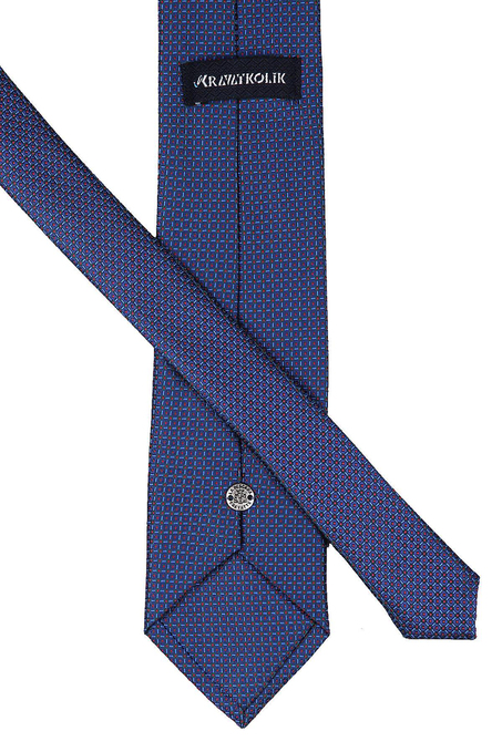 Yeşil - Mavi  Nokta Desen Mendilli Klasik Kravat KK9383