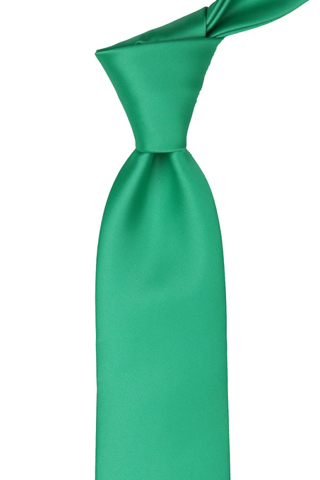 Yeşil Mendilli Düz Saten Kravat KK1130