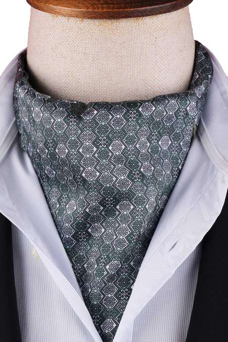 Yeşil Motif Desen Erkek Fular Ascot K664