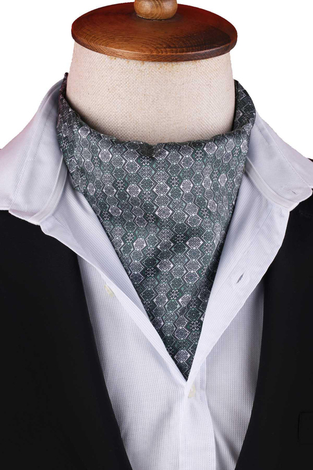 Yeşil Motif Desen Erkek Fular Ascot K664