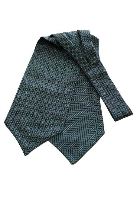 Yeşil - Mürdüm Puantiye Desen İtalyan İpek Ascot Fular K649