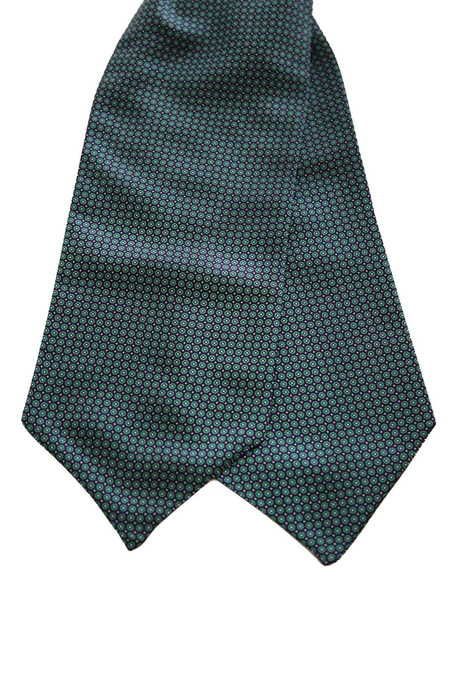 Yeşil - Mürdüm Puantiye Desen İtalyan İpek Ascot Fular K649