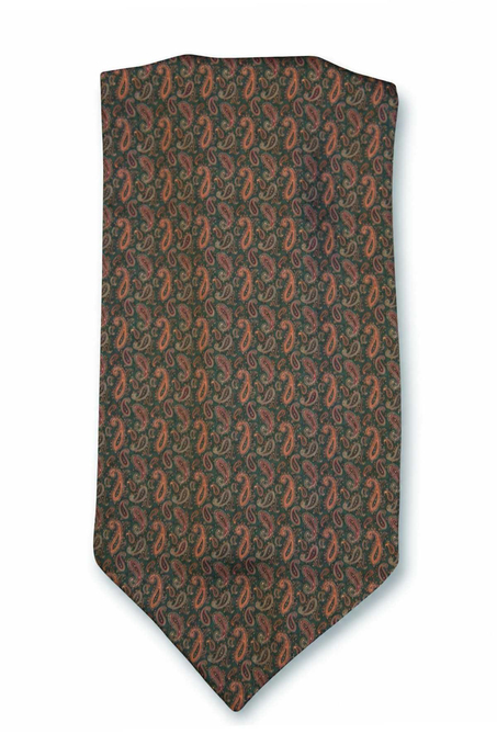 Yeşil Şal Desen Ascot Kravat K682