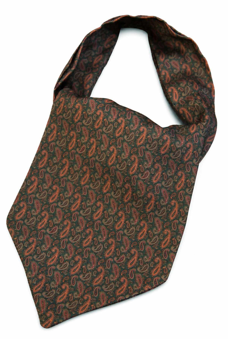 Yeşil Şal Desen Ascot Kravat K682
