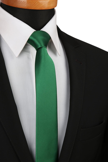 Zümrüt Yeşili Düz Çok İnce Kravat UST02