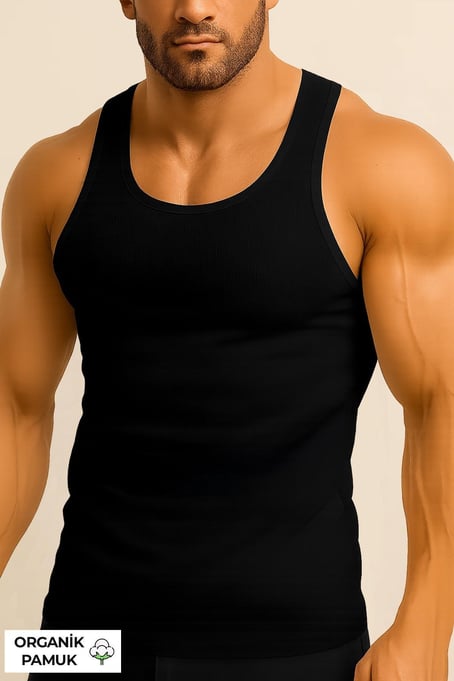 MISIRLI ORGANIC Pamuklu HERCULES Basic Siyah Atlet