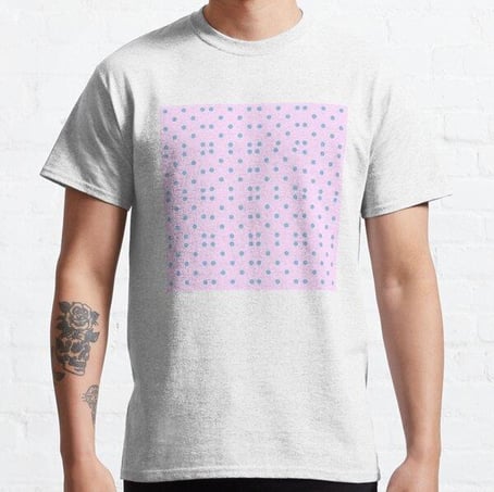Blue Dot Pattern Tasarım Baskılı Tişört (bol kalıp t-shirt)