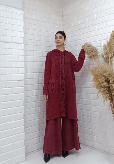 etnik tunik bordo