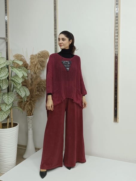 file  cepli bluz kısa panço tunik bordo