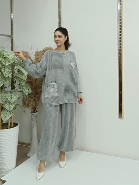 hira kısa tunik gri