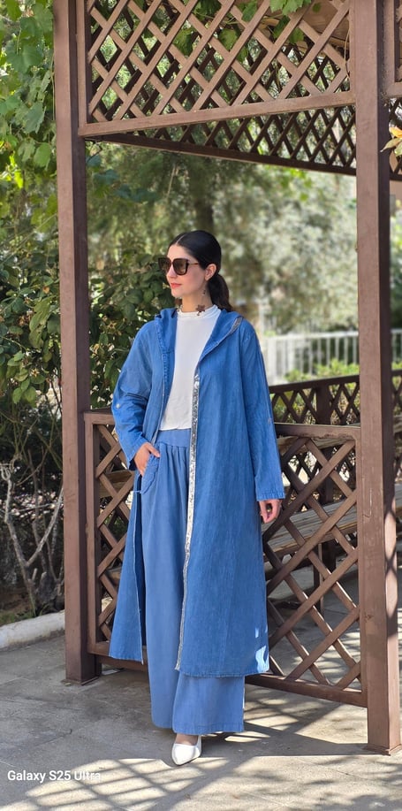 keten salaş tarz hırka kimono-İndigo Mavi