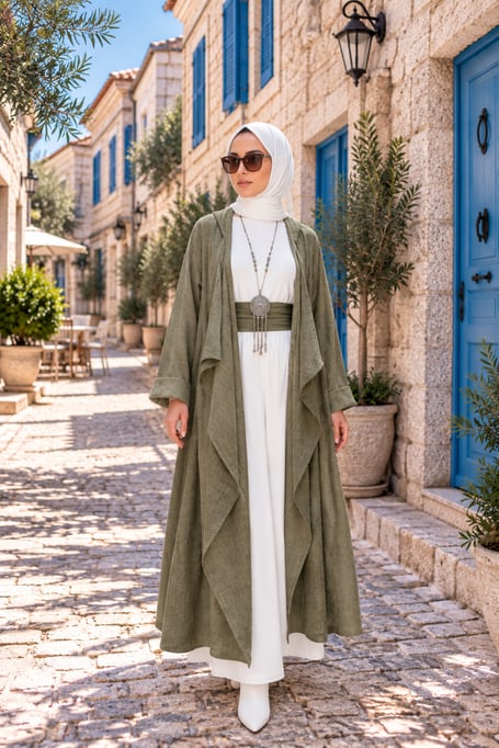 Kök Boya Yıkama Kimono Yeşil