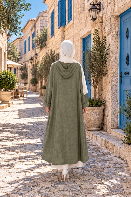 Kök Boya Yıkama Kimono Yeşil