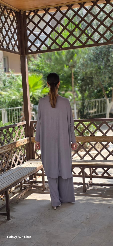 Penye Yarasa Kol Salaş Tunik Gri