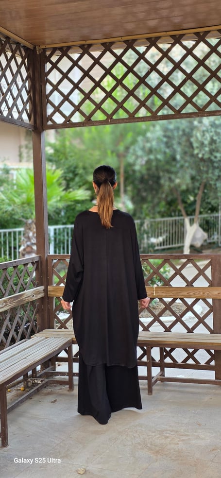Penye Yarasa Kol Salaş Tunik Siyah