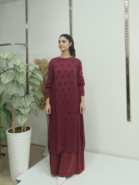 tarz uzun tunik bordo