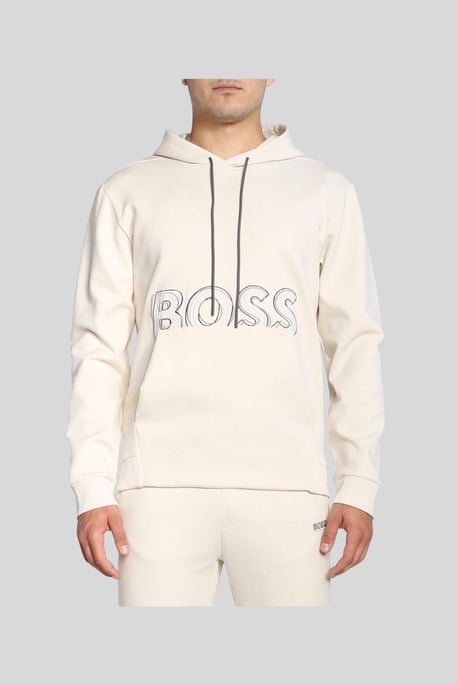 Boss  Regular Fit Kapüşonlu Erkek Sweatshirt Krem 131