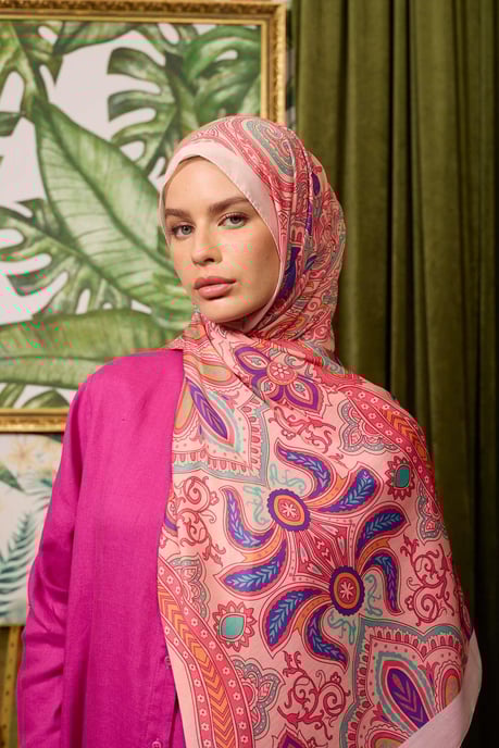 Marrakech Koleksiyon Soft Şal Gül Pembe Mor 3048-15