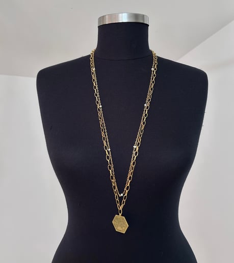 0211 Özel Tasarım Kolye-Çiftli Gold