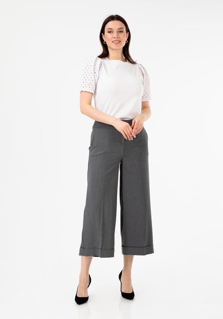 10007 Duble Paça Pantolon-Gri