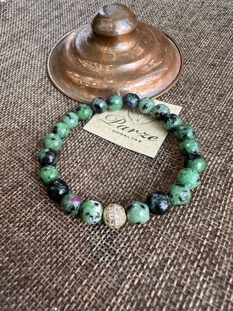 Anyolit (Ruby Zoisite) 8 mm Küre Kesim Bileklik