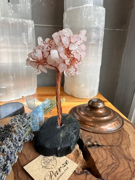 Florit ve Pembe Kuvars  Dekoratif Ağaç Obje