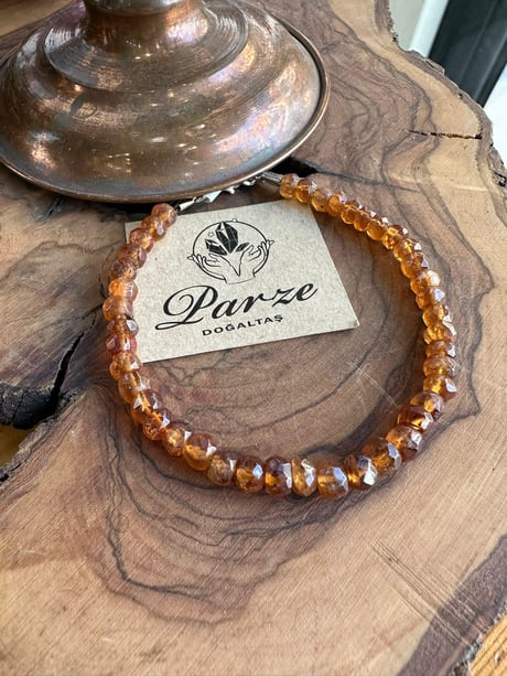 Hessonite Doğal Taş Bileklik
