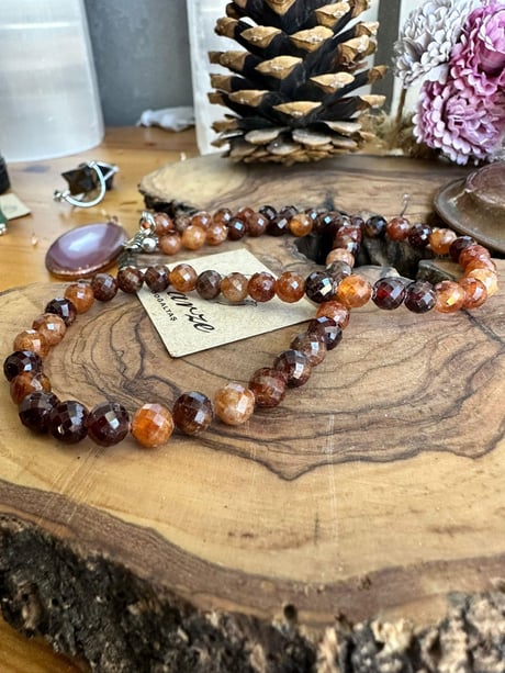 Hessonite Doğal Taş Kolye