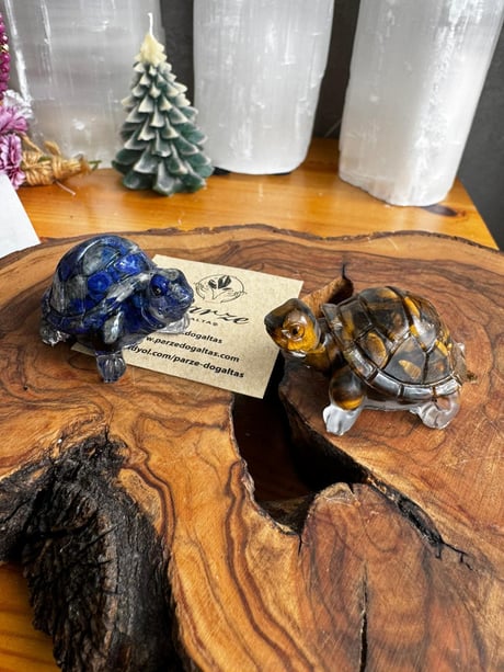 Kaplangözü ve Lapis Lazuli Doğaltaş Orgonit Kaplumbağa Obje Set
